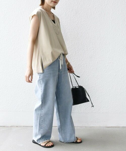 SHIPS / シップス タンクトップ | 〈手洗い可能〉スムース Vネック フレンチ スリーブ | 詳細4