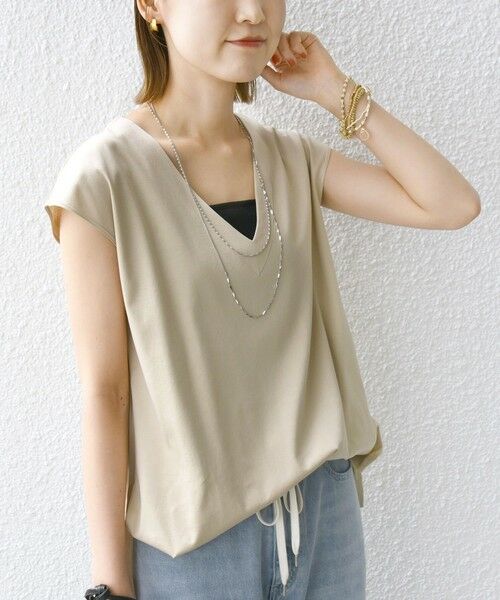 SHIPS / シップス タンクトップ | 〈手洗い可能〉スムース Vネック フレンチ スリーブ | 詳細8