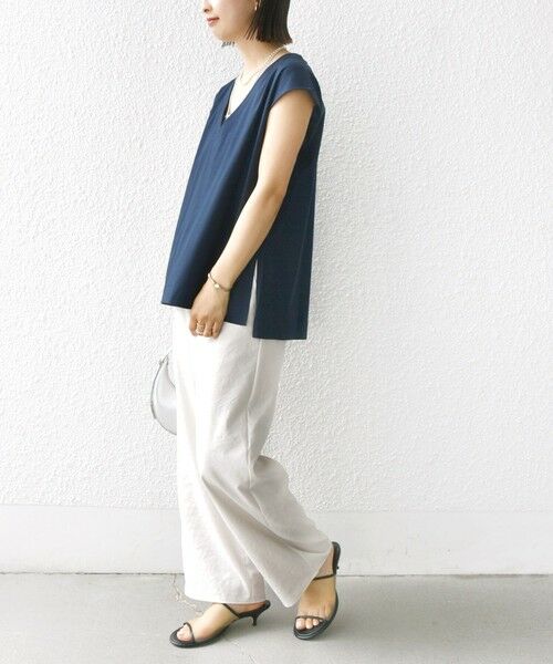 SHIPS / シップス タンクトップ | 〈手洗い可能〉スムース Vネック フレンチ スリーブ | 詳細17