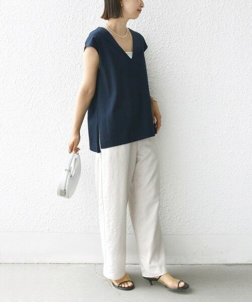 SHIPS / シップス タンクトップ | 〈手洗い可能〉スムース Vネック フレンチ スリーブ | 詳細19