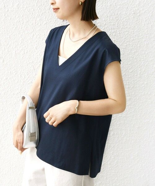 SHIPS / シップス タンクトップ | 〈手洗い可能〉スムース Vネック フレンチ スリーブ | 詳細21