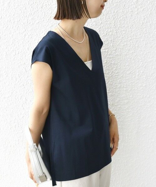 SHIPS / シップス タンクトップ | 〈手洗い可能〉スムース Vネック フレンチ スリーブ | 詳細24