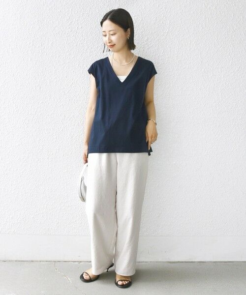 SHIPS / シップス タンクトップ | 〈手洗い可能〉スムース Vネック フレンチ スリーブ | 詳細16