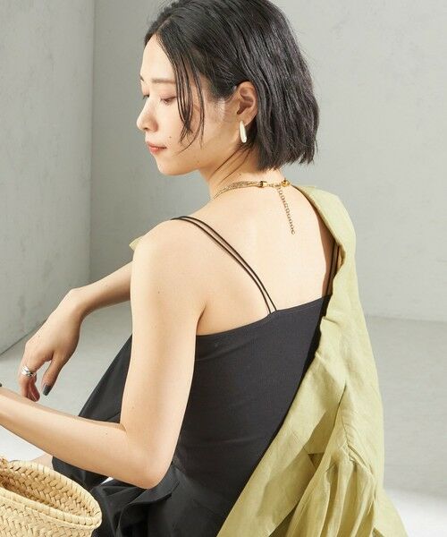 SHIPS / シップス キャミソール・チューブトップ | 〈接触冷感〉ベア フライス カップ付 2ストラップ キャミ(ブラック)