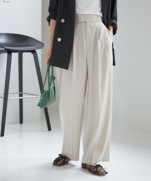SHIPS / シップス その他パンツ | 〈手洗い可能〉麻調 合繊 2タック ワイド パンツ 2(ベージュ)