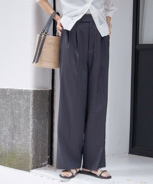 SHIPS / シップス その他パンツ | 〈手洗い可能〉麻調 合繊 2タック ワイド パンツ 2(ネイビー)