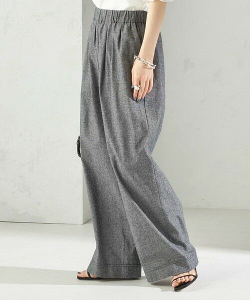 SHIPS / シップス その他パンツ | 〈接触冷感・手洗い可能〉麻混 シャンブレー ウエスト ゴム ワイド パンツ | 詳細10