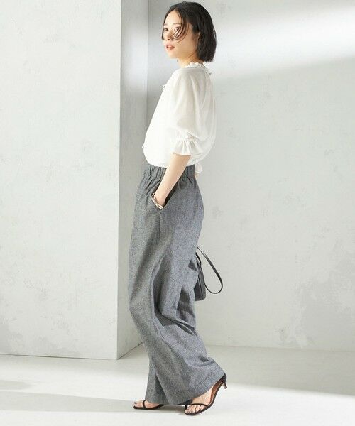 SHIPS / シップス その他パンツ | 〈接触冷感・手洗い可能〉麻混 シャンブレー ウエスト ゴム ワイド パンツ | 詳細2