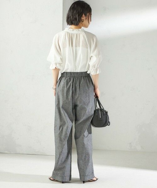 SHIPS / シップス その他パンツ | 〈接触冷感・手洗い可能〉麻混 シャンブレー ウエスト ゴム ワイド パンツ | 詳細3