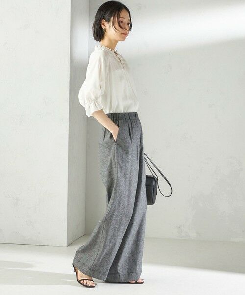 SHIPS / シップス その他パンツ | 〈接触冷感・手洗い可能〉麻混 シャンブレー ウエスト ゴム ワイド パンツ | 詳細5