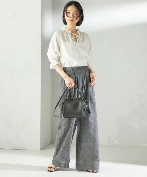 SHIPS / シップス その他パンツ | 〈接触冷感・手洗い可能〉麻混 シャンブレー ウエスト ゴム ワイド パンツ | 詳細6