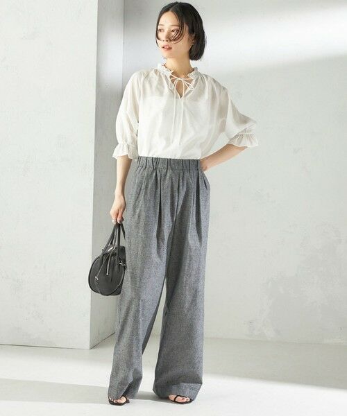 SHIPS / シップス その他パンツ | 〈接触冷感・手洗い可能〉麻混 シャンブレー ウエスト ゴム ワイド パンツ | 詳細7