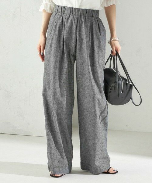 SHIPS / シップス その他パンツ | 〈接触冷感・手洗い可能〉麻混 シャンブレー ウエスト ゴム ワイド パンツ | 詳細8