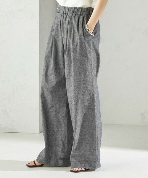 SHIPS / シップス その他パンツ | 〈接触冷感・手洗い可能〉麻混 シャンブレー ウエスト ゴム ワイド パンツ | 詳細9