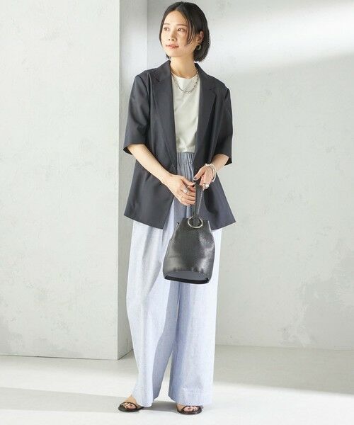 SHIPS / シップス その他パンツ | 〈接触冷感・手洗い可能〉麻混 シャンブレー ウエスト ゴム ワイド パンツ | 詳細16