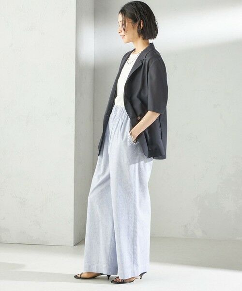 SHIPS / シップス その他パンツ | 〈接触冷感・手洗い可能〉麻混 シャンブレー ウエスト ゴム ワイド パンツ | 詳細17