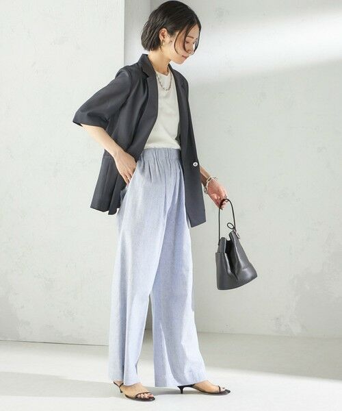 SHIPS / シップス その他パンツ | 〈接触冷感・手洗い可能〉麻混 シャンブレー ウエスト ゴム ワイド パンツ | 詳細20