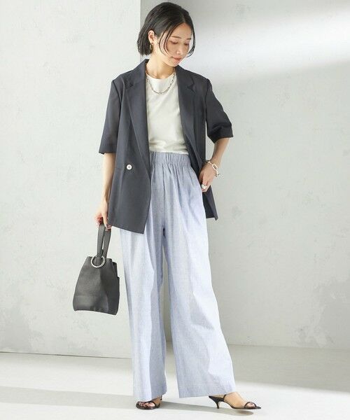 SHIPS / シップス その他パンツ | 〈接触冷感・手洗い可能〉麻混 シャンブレー ウエスト ゴム ワイド パンツ | 詳細21