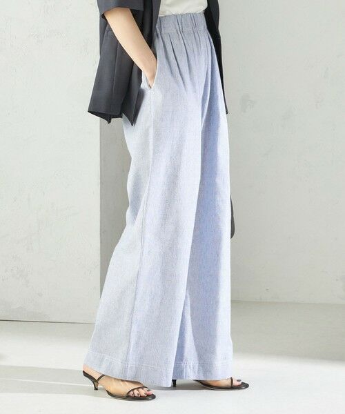 SHIPS / シップス その他パンツ | 〈接触冷感・手洗い可能〉麻混 シャンブレー ウエスト ゴム ワイド パンツ | 詳細25
