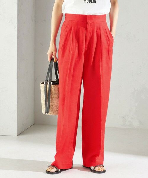 SHIPS / シップス その他パンツ | 《予約》〈手洗い可能〉綿麻 ビエラ 2タック パンツ(レッド)