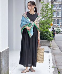 SHIPS / シップス ロング・マキシ丈ワンピース | 〈手洗い可能〉シルク混 シアー ノースリーブ ワンピース