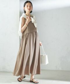 SHIPS / シップス ロング・マキシ丈ワンピース | 〈手洗い可能〉シルク混 シアー ノースリーブ ワンピース