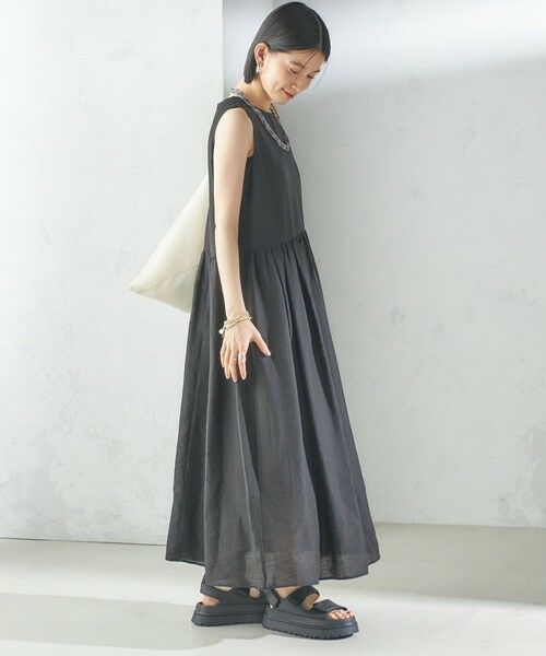 SHIPS / シップス ロング・マキシ丈ワンピース | 〈手洗い可能〉シルク混 シアー ノースリーブ ワンピース | 詳細4