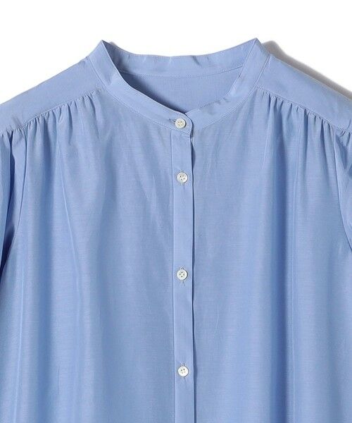 セール】 SHIPS Primary Navy Label:コットン シルク ギャザー
