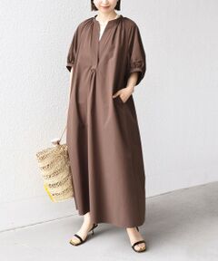 接触冷感 / 撥水加工〉TEX BRID(R)タフタ ギャザー ワンピース