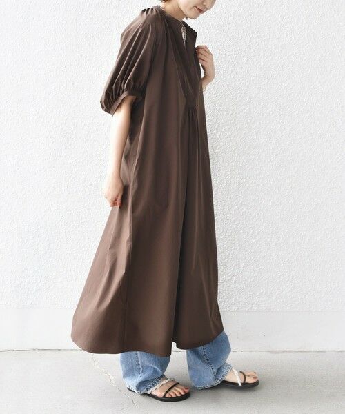 極美品✨マーブルシュッド　インド製綿　リーフ柄　ギャザーロングワンピース　緑 シルク COLETTEフラワープリント ロングワンピース