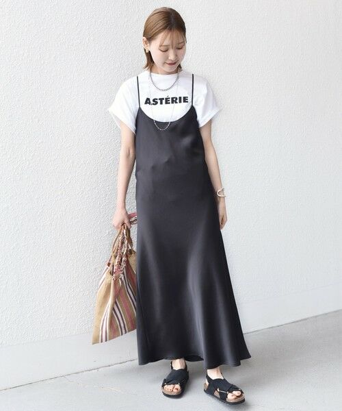 SHIPS / シップス ロング・マキシ丈ワンピース | 〈手洗い可能〉バック デザイン サテン キャミ ワンピース | 詳細1