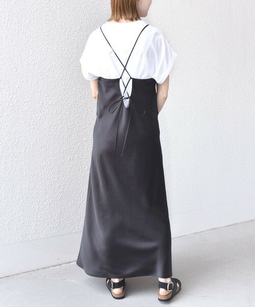 SHIPS / シップス ロング・マキシ丈ワンピース | 〈手洗い可能〉バック デザイン サテン キャミ ワンピース | 詳細4