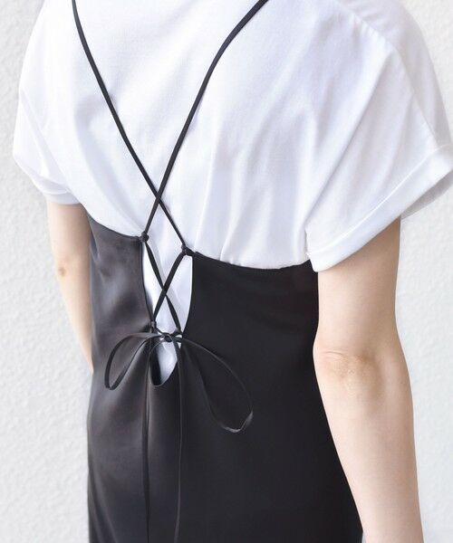 SHIPS / シップス ロング・マキシ丈ワンピース | 〈手洗い可能〉バック デザイン サテン キャミ ワンピース | 詳細7