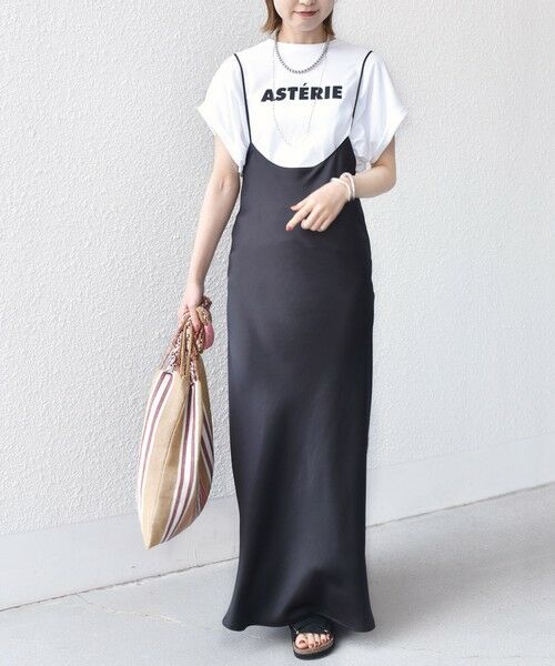 SHIPS / シップス ロング・マキシ丈ワンピース | 〈手洗い可能〉バック デザイン サテン キャミ ワンピース | 詳細8