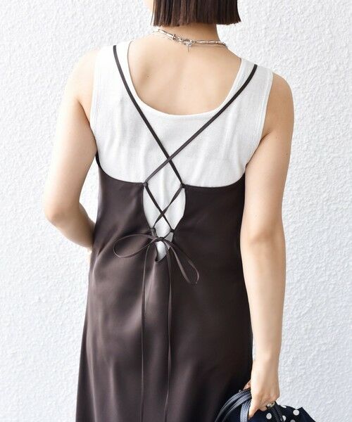 SHIPS / シップス ロング・マキシ丈ワンピース | 〈手洗い可能〉バック デザイン サテン キャミ ワンピース | 詳細17