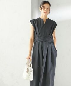 SHIPS / シップス ロング・マキシ丈ワンピース | 〈手洗い可能〉サッカー ストレッチ ドット 無地 フレンチ スリーブ ワンピース