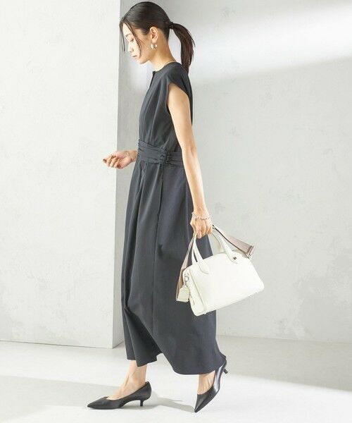 SHIPS / シップス ロング・マキシ丈ワンピース | 〈手洗い可能〉サッカー ストレッチ ドット 無地 フレンチ スリーブ ワンピース | 詳細2