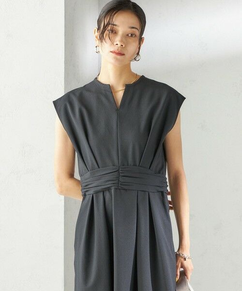 SHIPS / シップス ロング・マキシ丈ワンピース | 〈手洗い可能〉サッカー ストレッチ ドット 無地 フレンチ スリーブ ワンピース | 詳細7