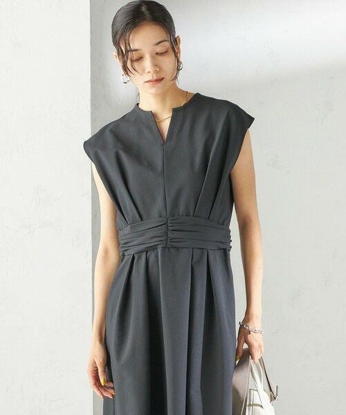 SHIPS / シップス ロング・マキシ丈ワンピース | 〈手洗い可能〉サッカー ストレッチ ドット 無地 フレンチ スリーブ ワンピース | 詳細8