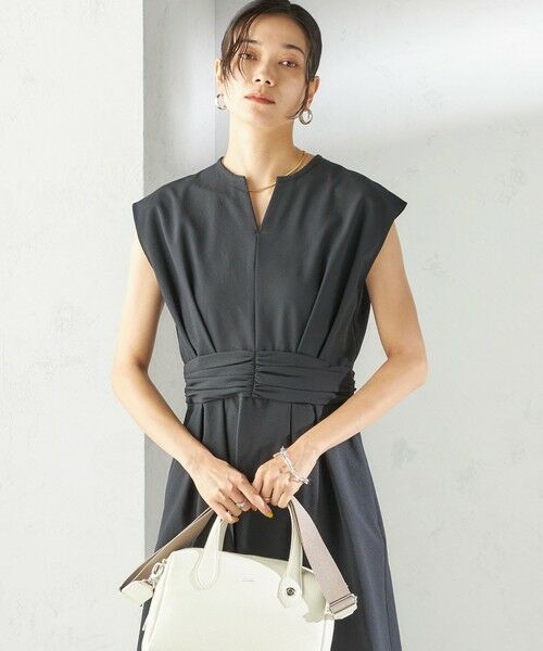 SHIPS / シップス ロング・マキシ丈ワンピース | 〈手洗い可能〉サッカー ストレッチ ドット 無地 フレンチ スリーブ ワンピース | 詳細9