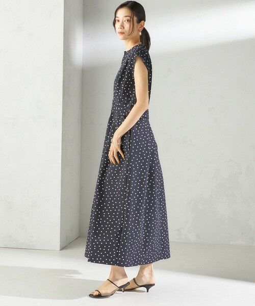 SHIPS / シップス ロング・マキシ丈ワンピース | 〈手洗い可能〉サッカー ストレッチ ドット 無地 フレンチ スリーブ ワンピース | 詳細15