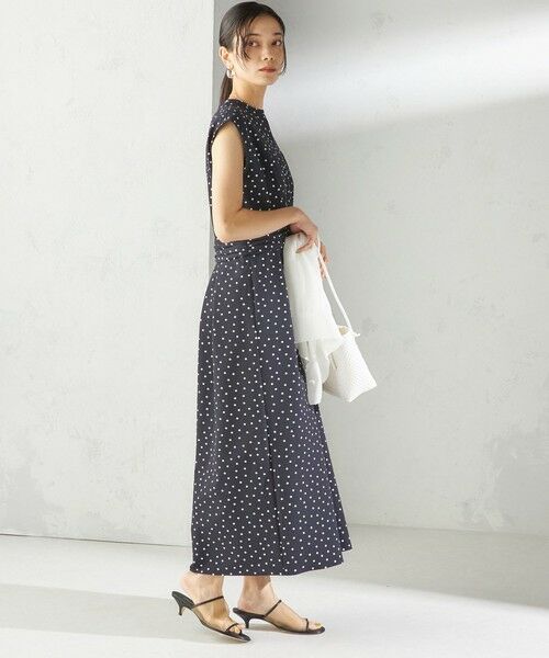 SHIPS / シップス ロング・マキシ丈ワンピース | 〈手洗い可能〉サッカー ストレッチ ドット 無地 フレンチ スリーブ ワンピース | 詳細17
