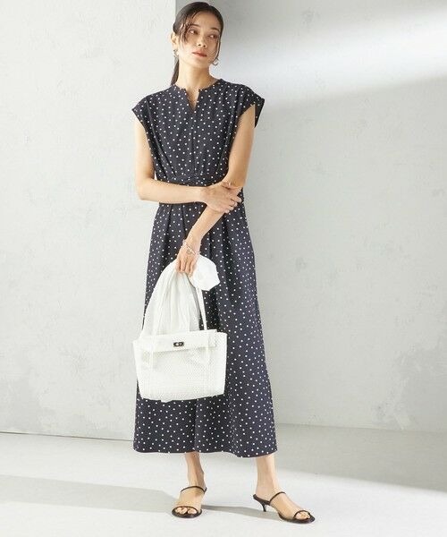 SHIPS / シップス ロング・マキシ丈ワンピース | 〈手洗い可能〉サッカー ストレッチ ドット 無地 フレンチ スリーブ ワンピース | 詳細18