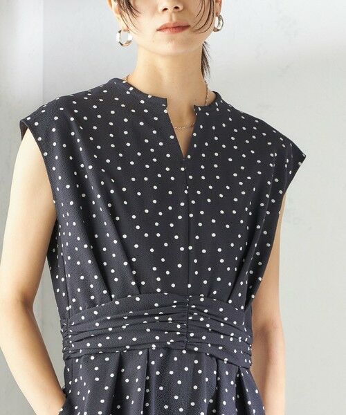 SHIPS / シップス ロング・マキシ丈ワンピース | 〈手洗い可能〉サッカー ストレッチ ドット 無地 フレンチ スリーブ ワンピース | 詳細19