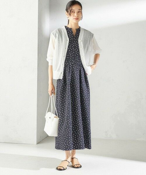 SHIPS / シップス ロング・マキシ丈ワンピース | 〈手洗い可能〉サッカー ストレッチ ドット 無地 フレンチ スリーブ ワンピース | 詳細20