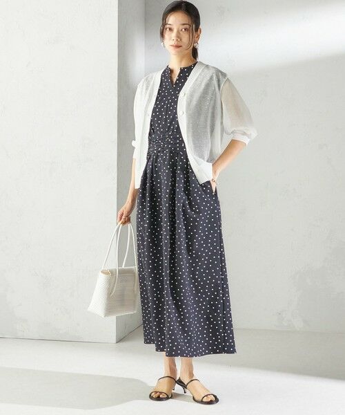 SHIPS / シップス ロング・マキシ丈ワンピース | 〈手洗い可能〉サッカー ストレッチ ドット 無地 フレンチ スリーブ ワンピース | 詳細21