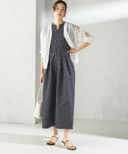 SHIPS / シップス ロング・マキシ丈ワンピース | 〈手洗い可能〉サッカー ストレッチ ドット 無地 フレンチ スリーブ ワンピース | 詳細22