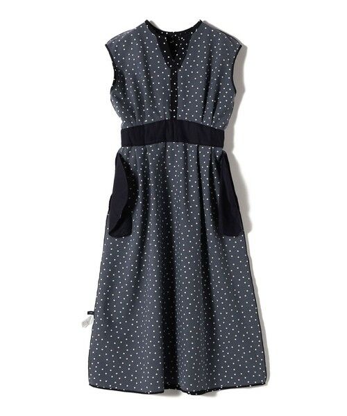 SHIPS / シップス ロング・マキシ丈ワンピース | 〈手洗い可能〉サッカー ストレッチ ドット 無地 フレンチ スリーブ ワンピース | 詳細30