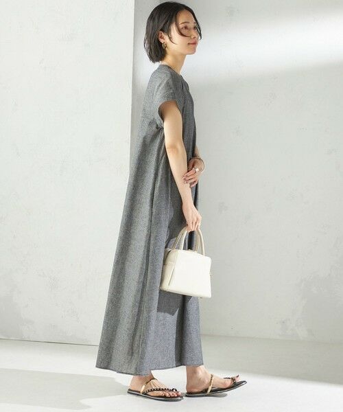 SHIPS / シップス ロング・マキシ丈ワンピース | 〈接触冷感・手洗い可能〉麻混 シャンブレー フレア ワンピース | 詳細6