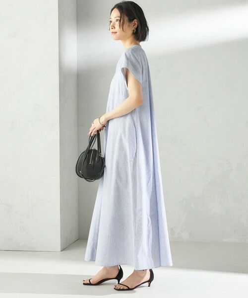 SHIPS / シップス ロング・マキシ丈ワンピース | 〈接触冷感・手洗い可能〉麻混 シャンブレー フレア ワンピース | 詳細12